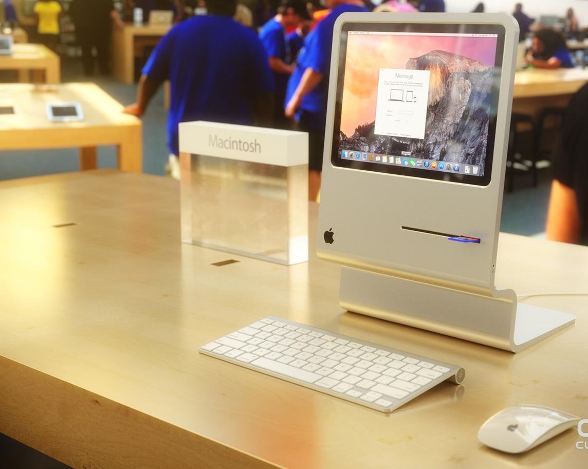 Cовременный iMac в корпусе классического Macintosh