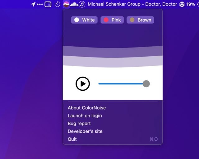 ColorNoise для Mac — белый и другие «цветные» шумы для концентрации внимания